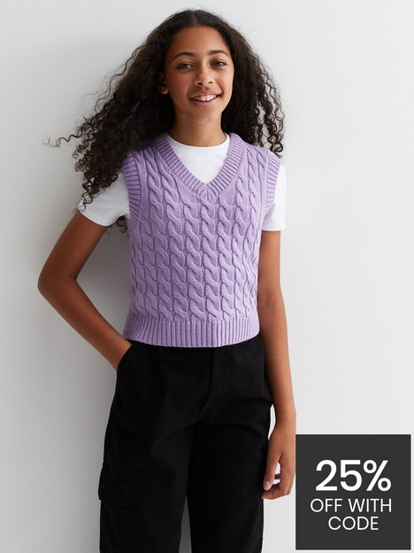 new-look-915-girls-lilac-cable-knit-vest