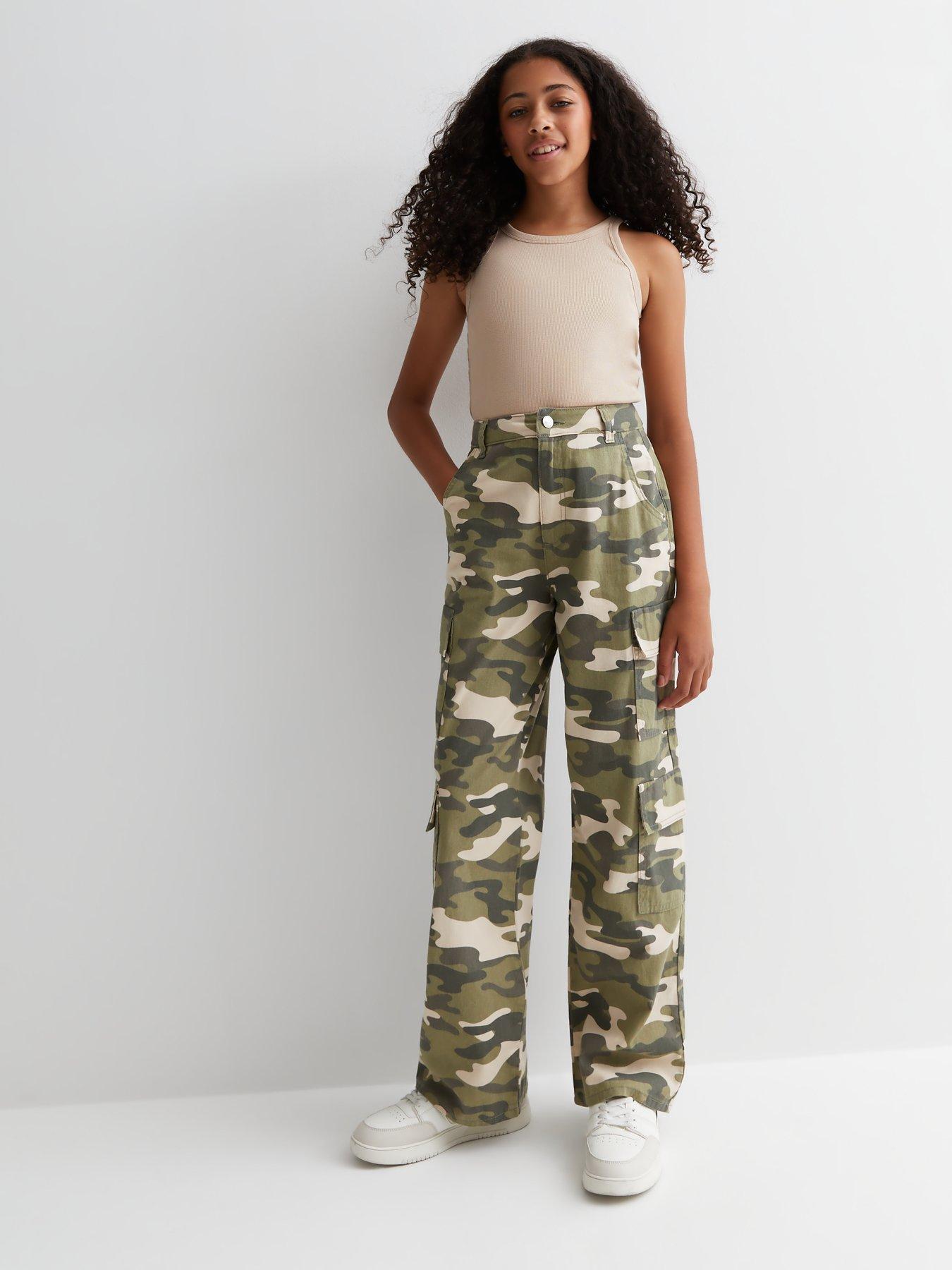 Girls camo hot sale cargo trousers