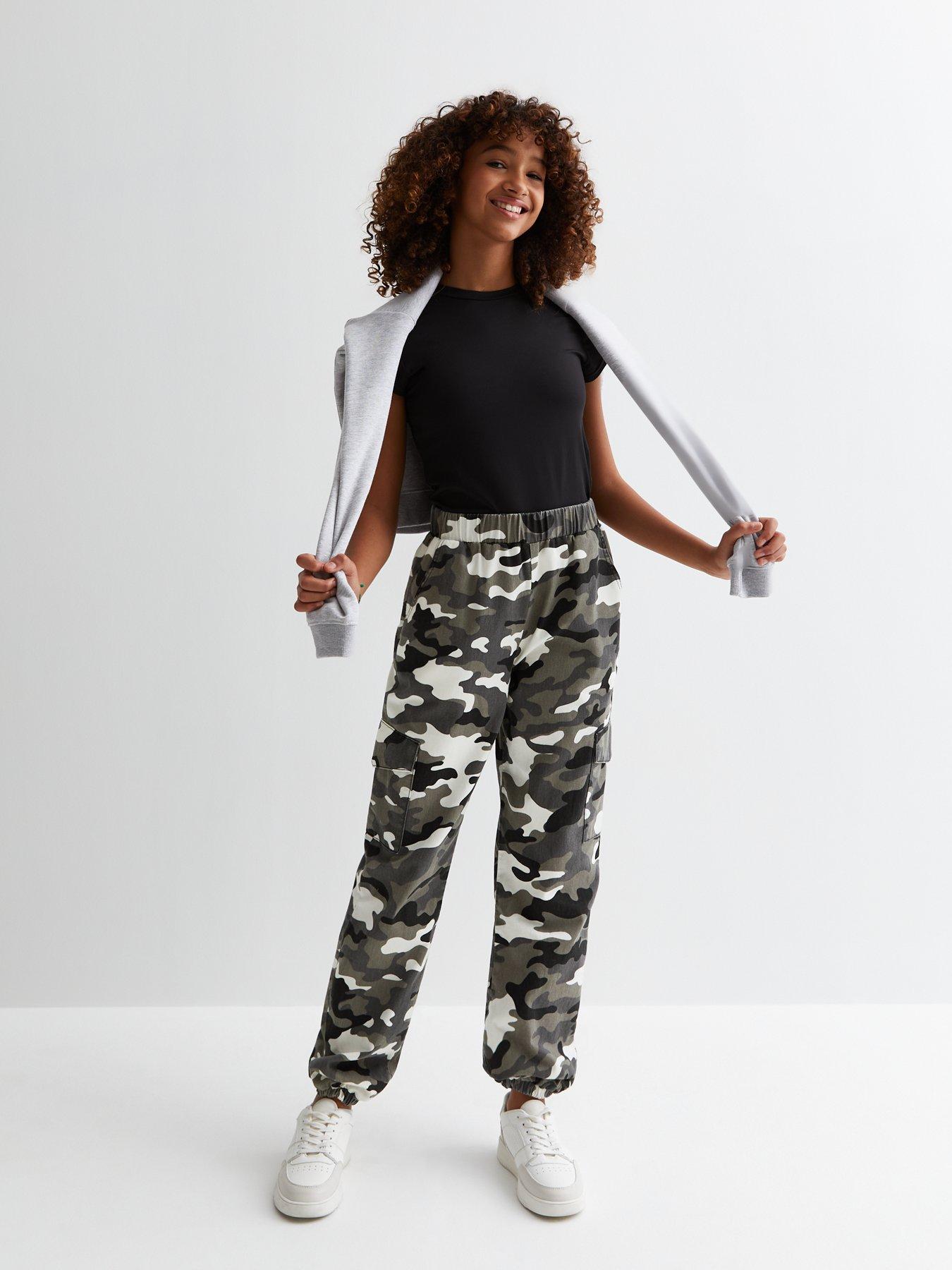 Girls camo cheap cargo trousers