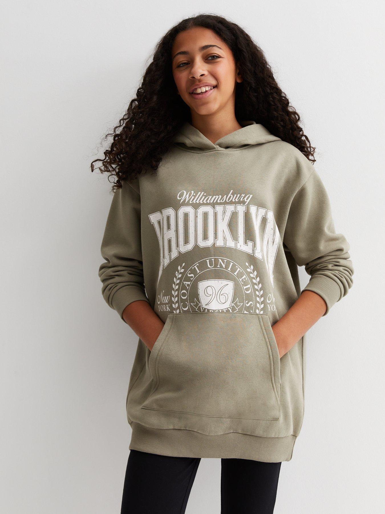 Girls Grey Zip Up Longline Hoodie