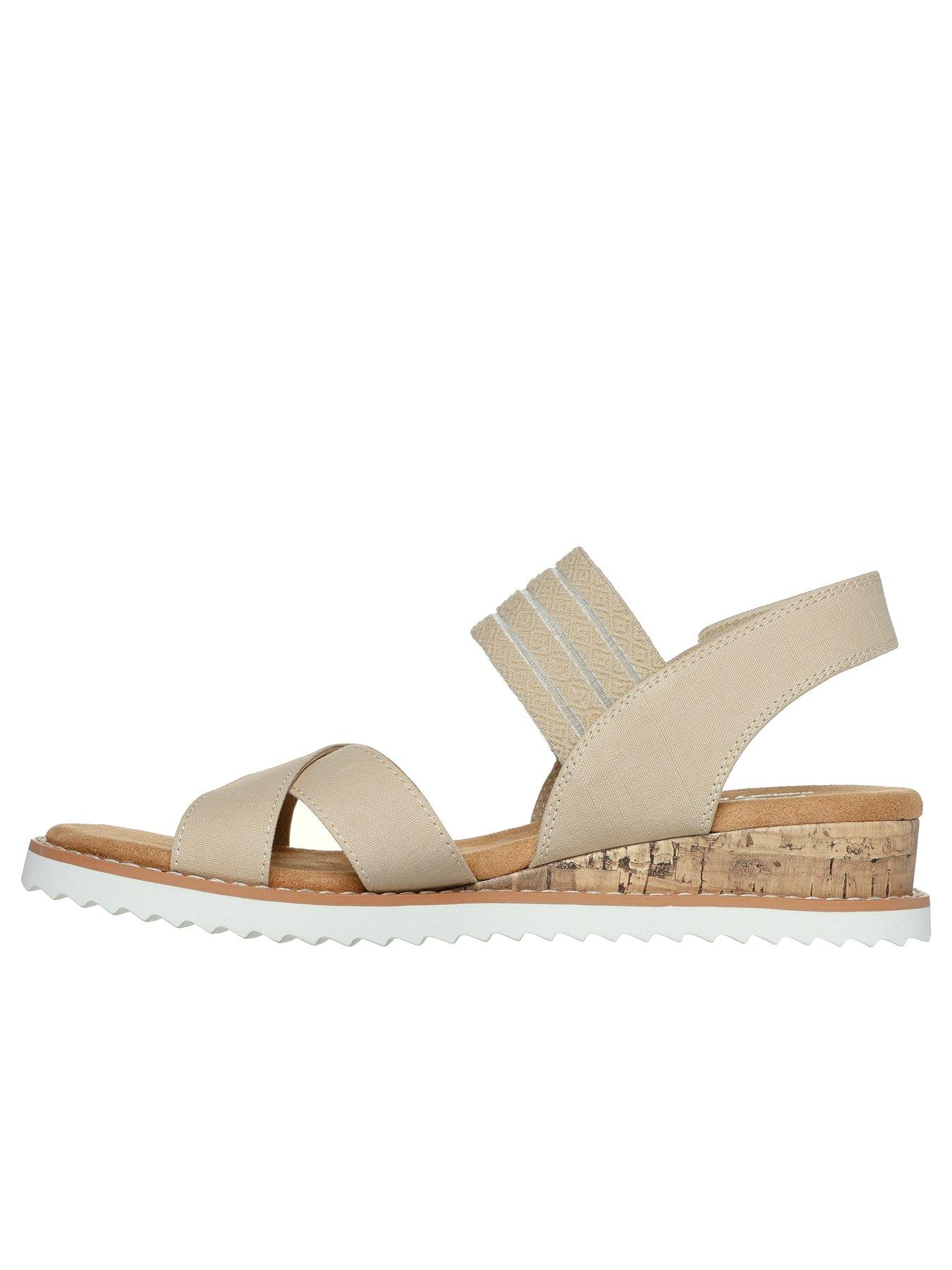 Skechers Desert Kiss Cross Strap Sandal - Natural Textile | Very.co.uk