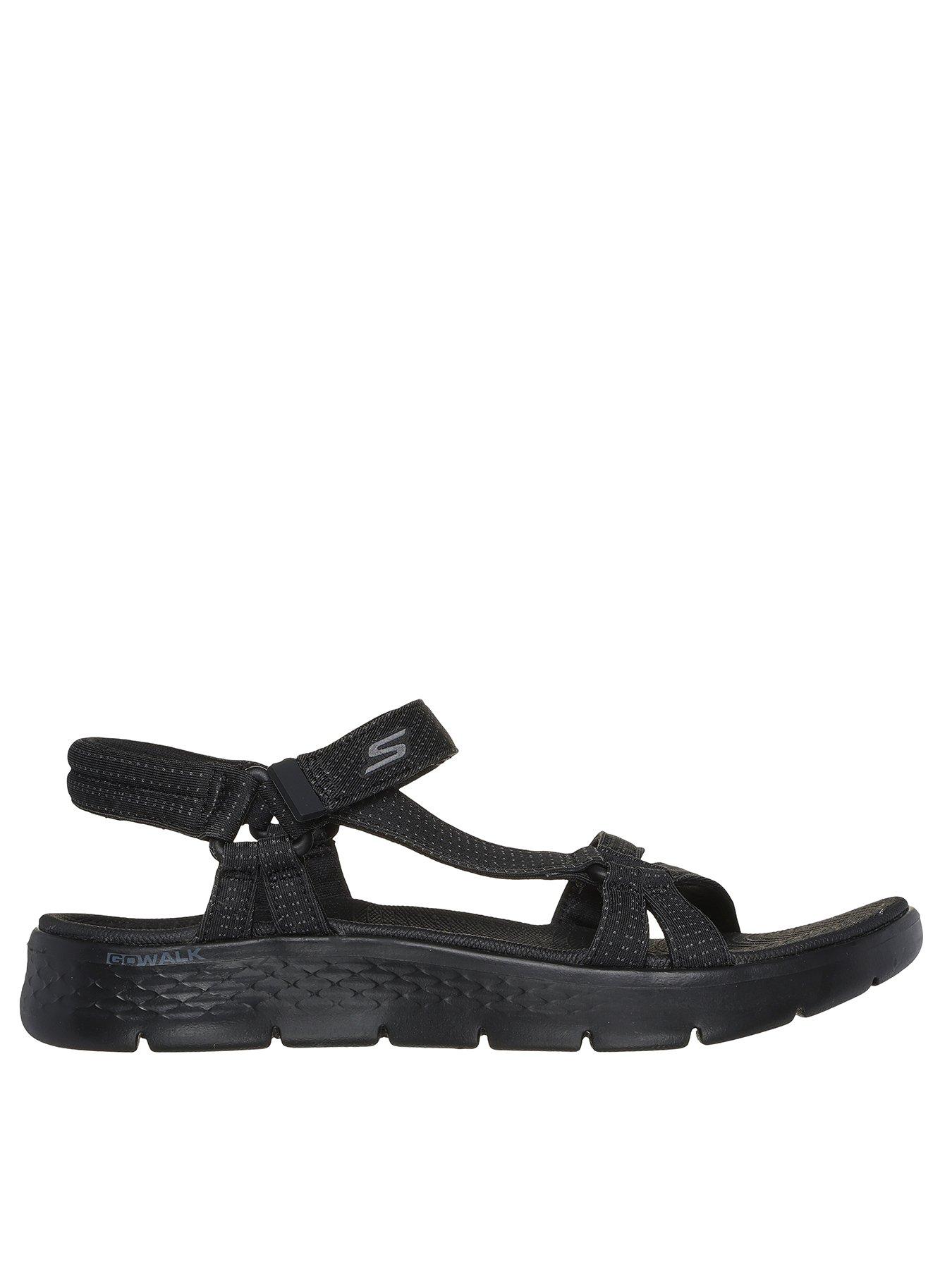 undefined Go Walk Flex Heather Strap Sandal - Black Textile