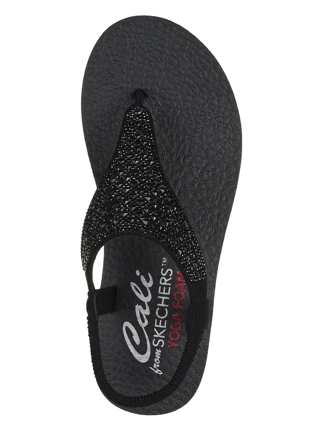 Meditation Square Rhinestone Sling Back Sandals Black