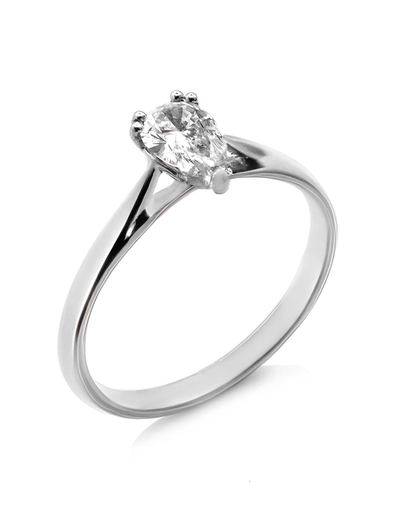 Product photograph of Say It With Pear Cut 50ct Lab Grown Diamond 9ct White Gold Ring from very.co.uk