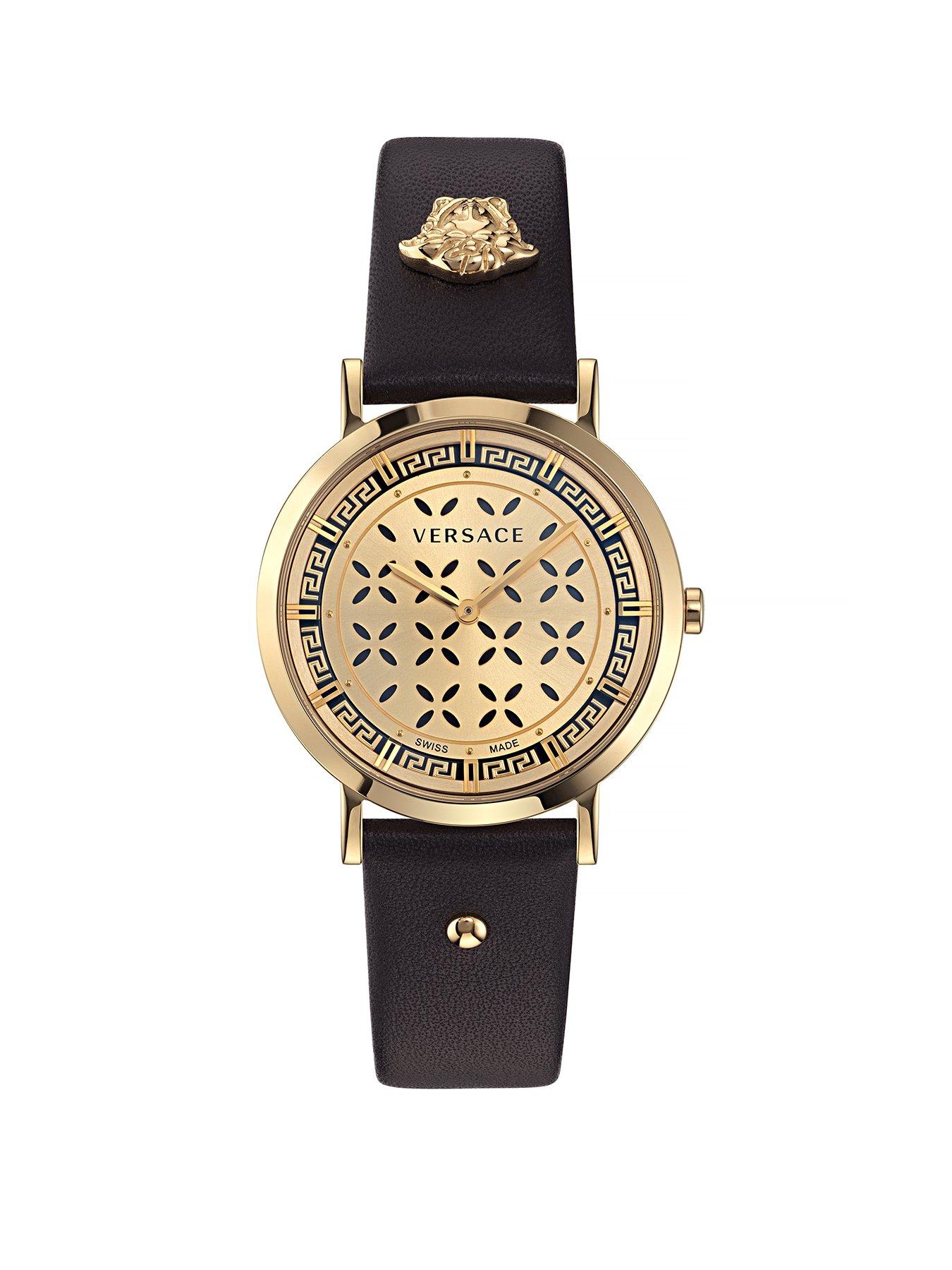 Product photograph of Versace New Generation Black Strap Ladies Watch from very.co.uk