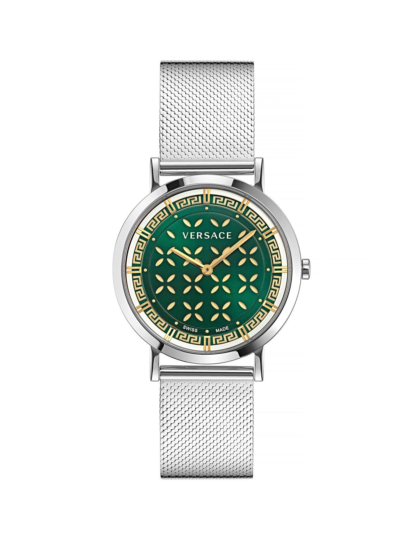 Product photograph of Versace New Generation Green Dial Ladies Watch from very.co.uk