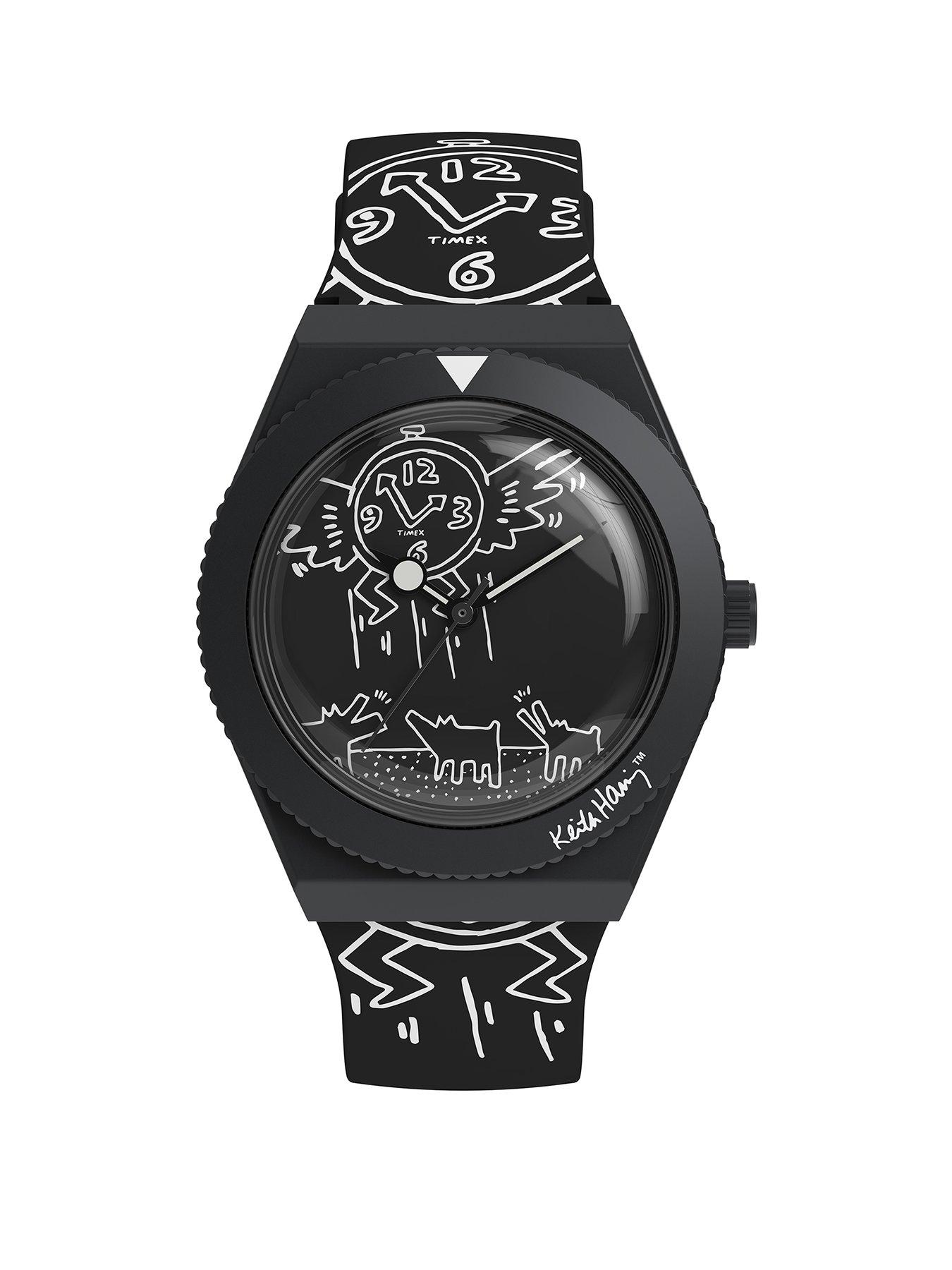 Product photograph of Timex Q Keith Haring Ladies Watch from very.co.uk