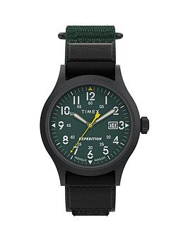 timex expedition scout green dial/green fast wrap strap gents watch