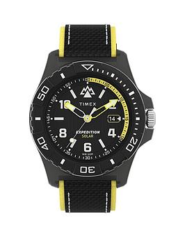timex freedive ocean tide case black/yellow with fabric strap gents watch