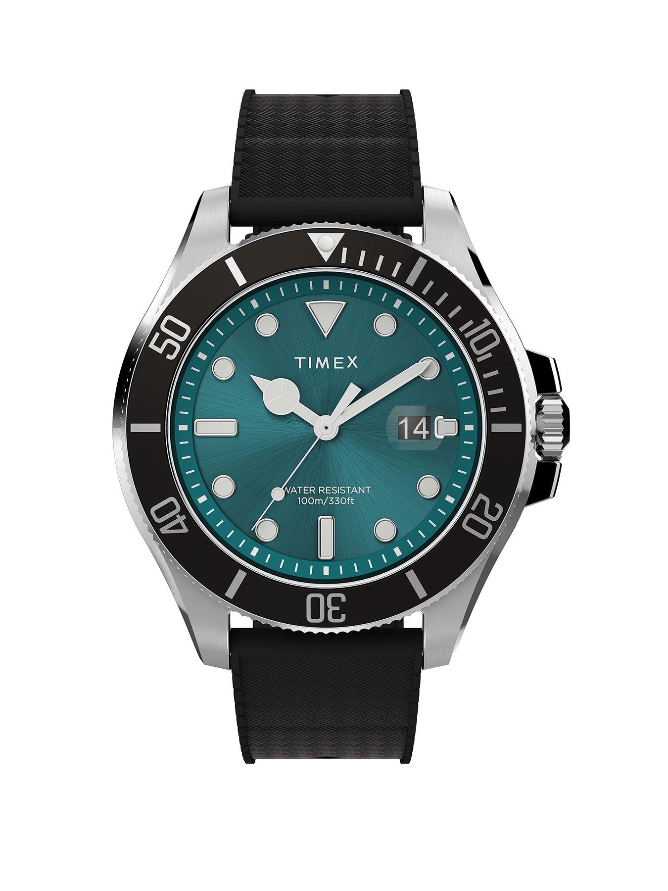 Harborside Coast 43mm Silver tone Case Black TR Aventurine Dial Black Silicone Strap Gents watch
