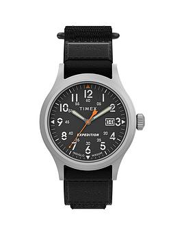 timex expedition scout black dial/black fast wrap strap gents watch