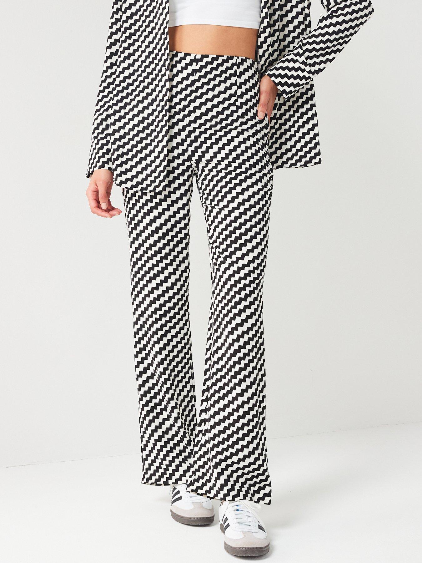 Image 1 of 6 of V by Very Crepe Ed Stripe Trouser Co-Ord - Print