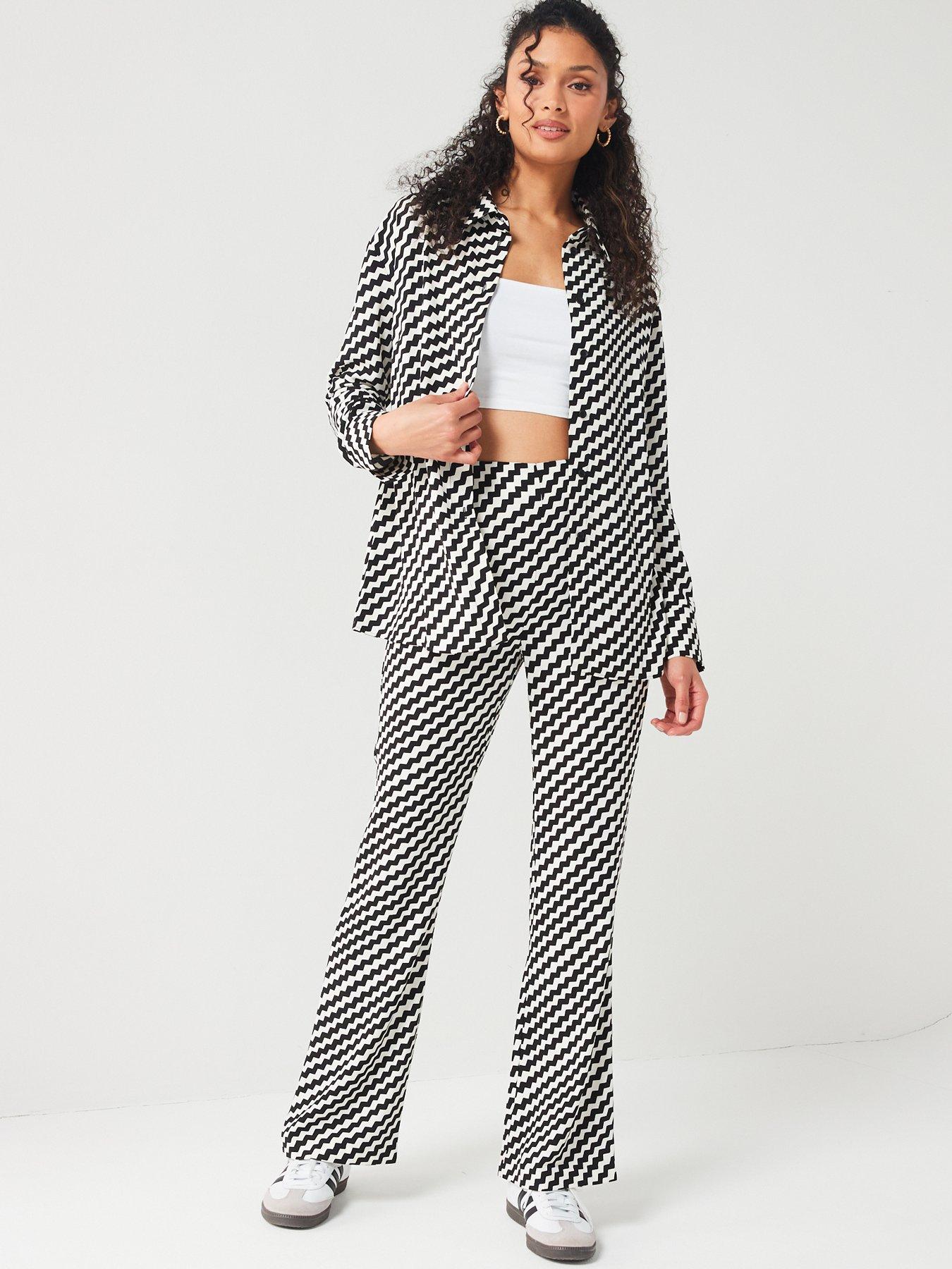 Image 3 of 6 of V by Very Crepe Ed Stripe Trouser Co-Ord - Print