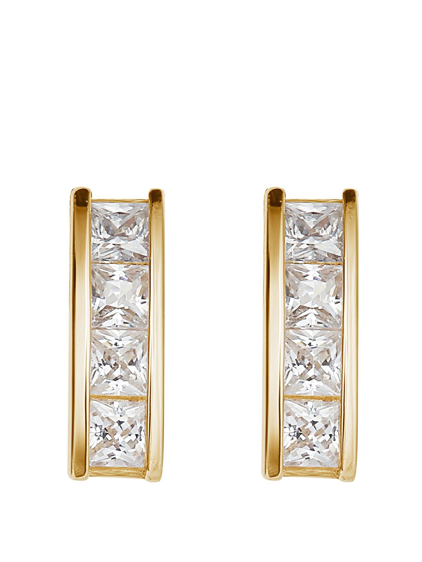 Solid gold cubic hot sale zirconia earrings