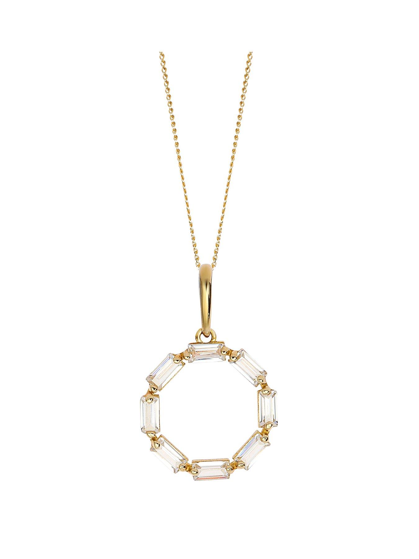 Product photograph of Love Gold 9ct Yellow Solid Gold Cubic Zirconia 11mm Halo Pendant Necklace from very.co.uk