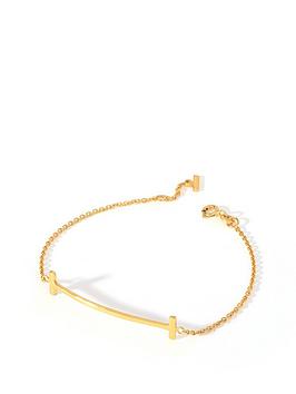 the love silver collection gold plated sterling silver t bar bracelet