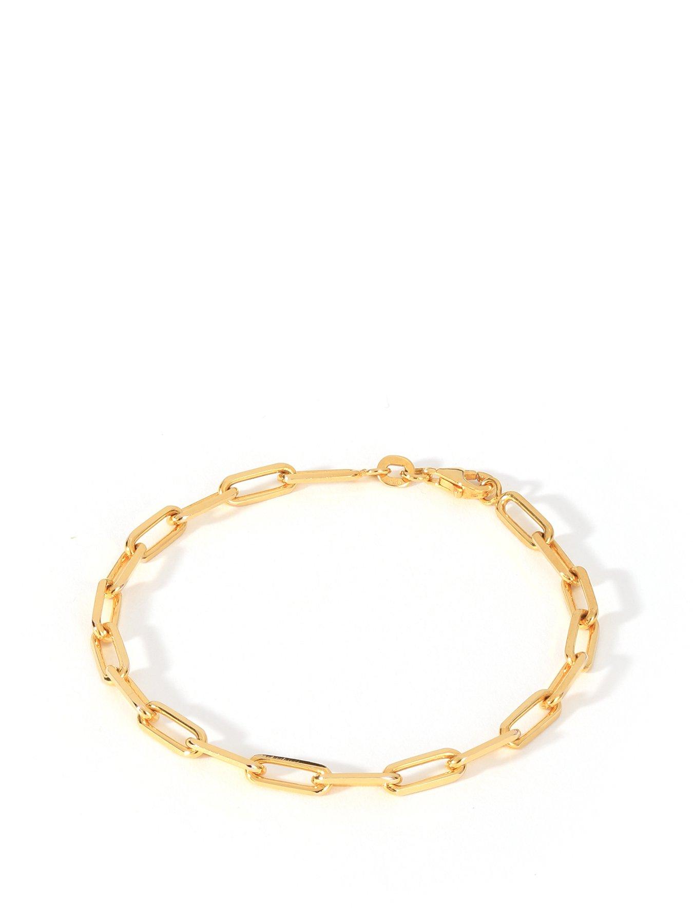 Product photograph of The Love Silver Collection Gold Plated Sterling Silver Paperclip Link Bracelet from very.co.uk