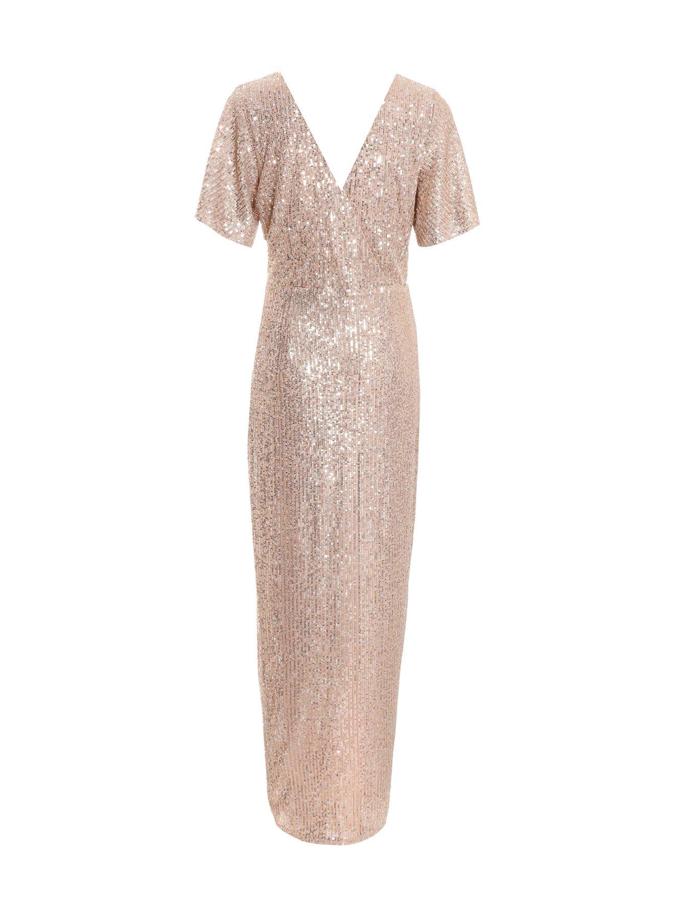Quiz champagne sequin maxi dress sale