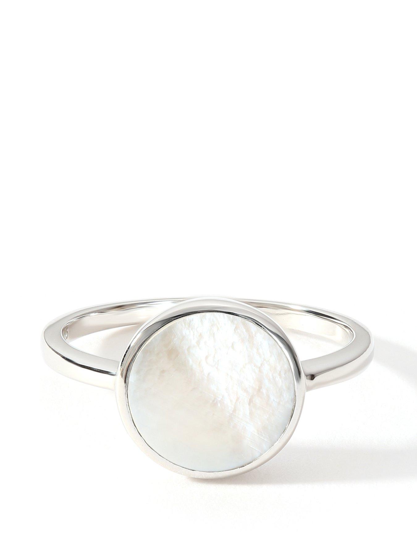 Product photograph of The Love Silver Collection Sterling Silver 10mm Mother Of Pearl Signet Ring from very.co.uk