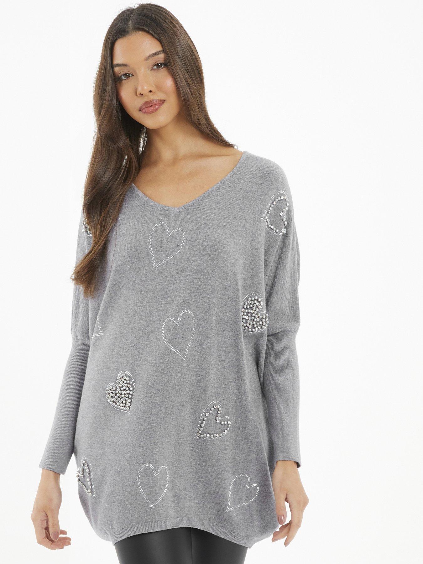 Grey heart cheap jumper