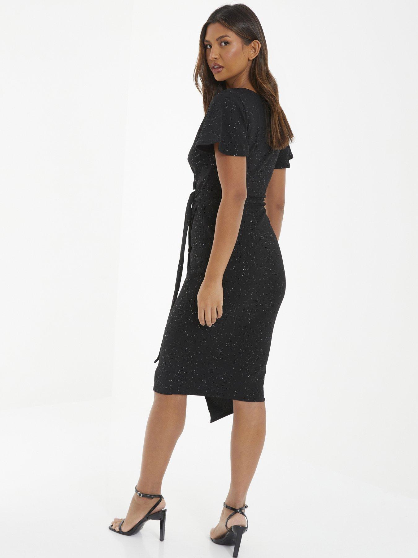 Black glitter midi dress sales