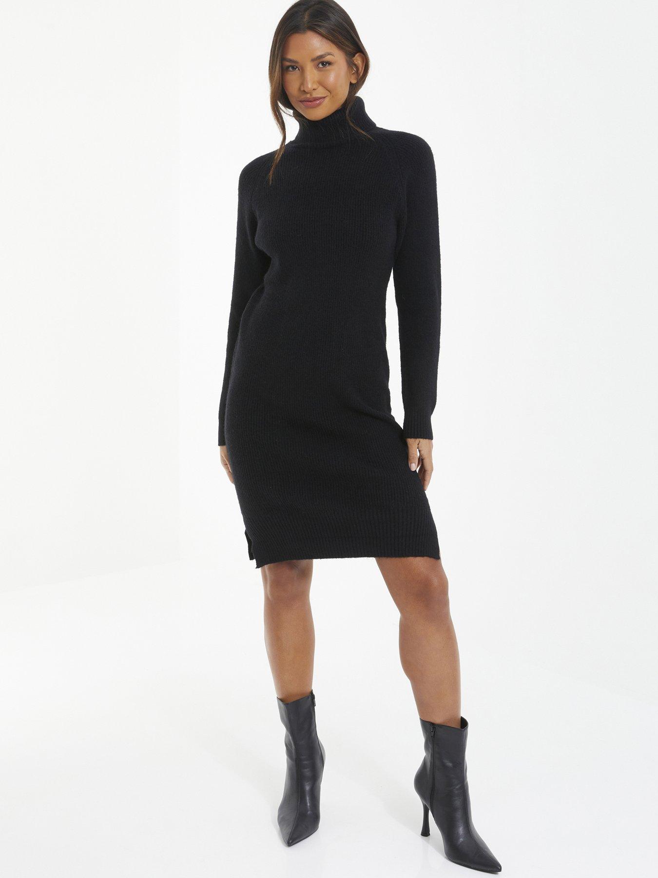Quiz Black Knit High Neck Jumper Dress