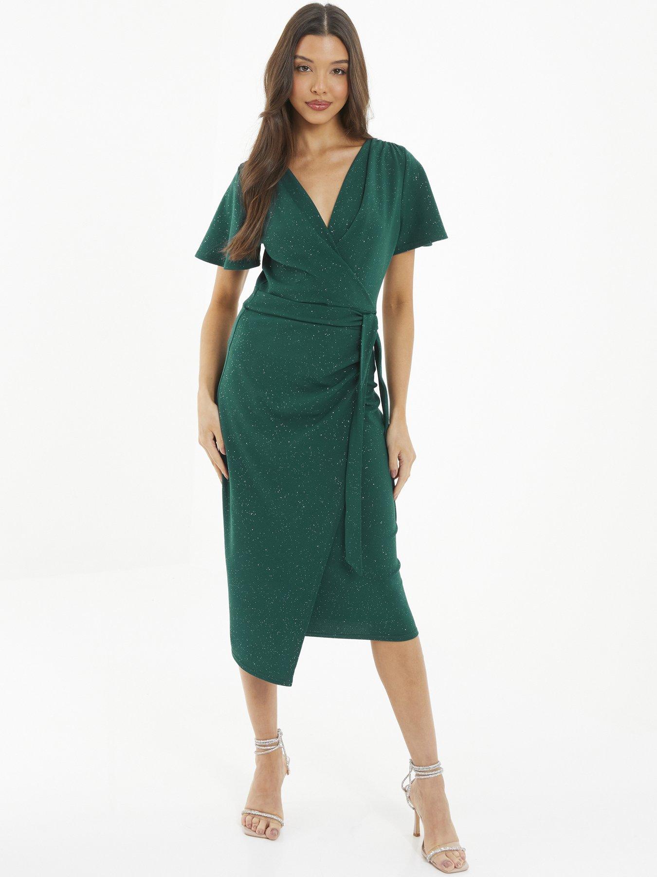 Ruched wrap outlet midi dress