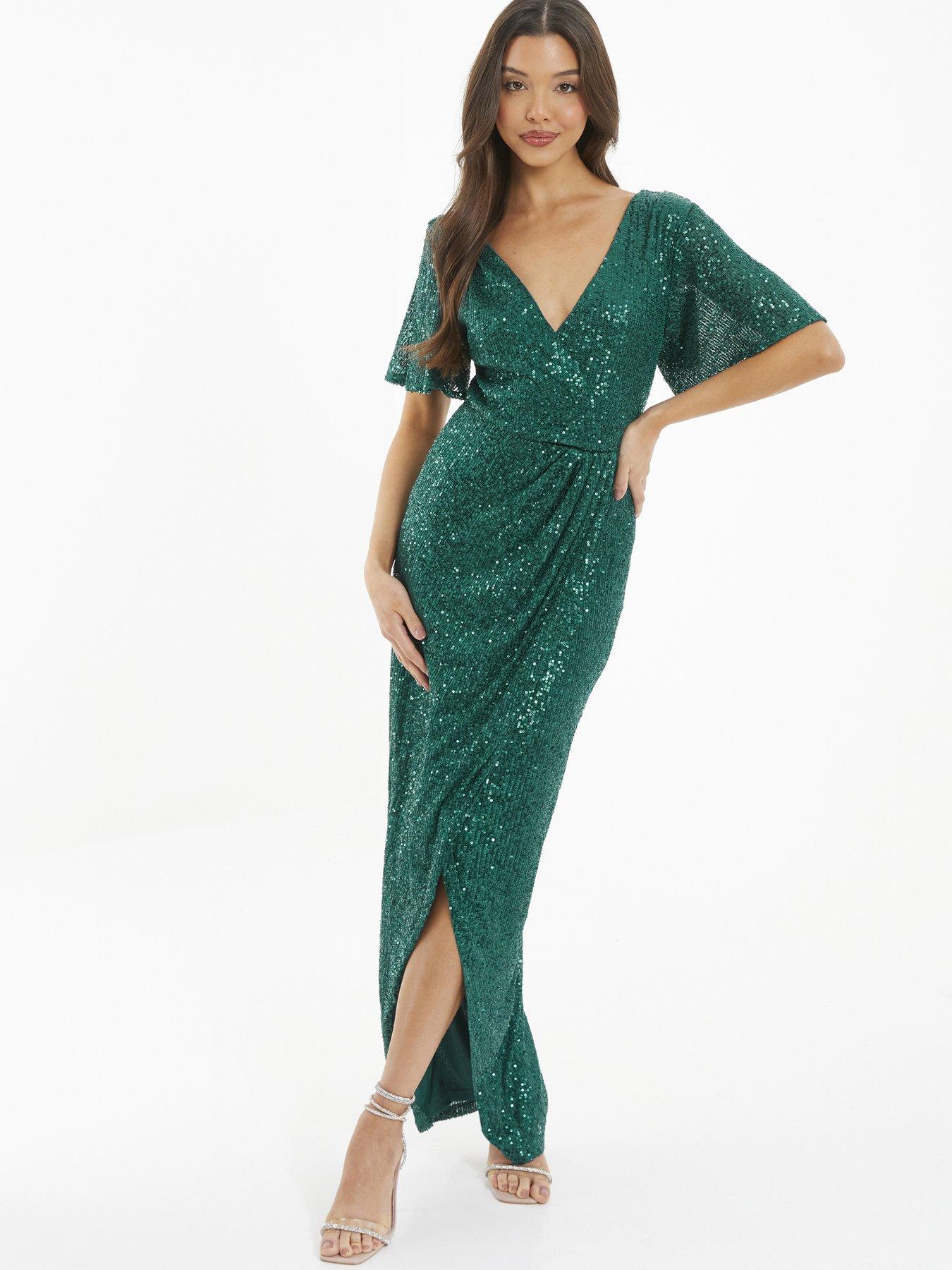 Quiz sequin cheap wrap dress