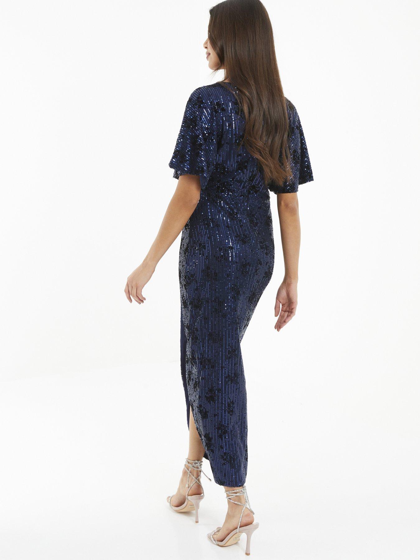 Selfie Batwing Bust Tie Dress Navy