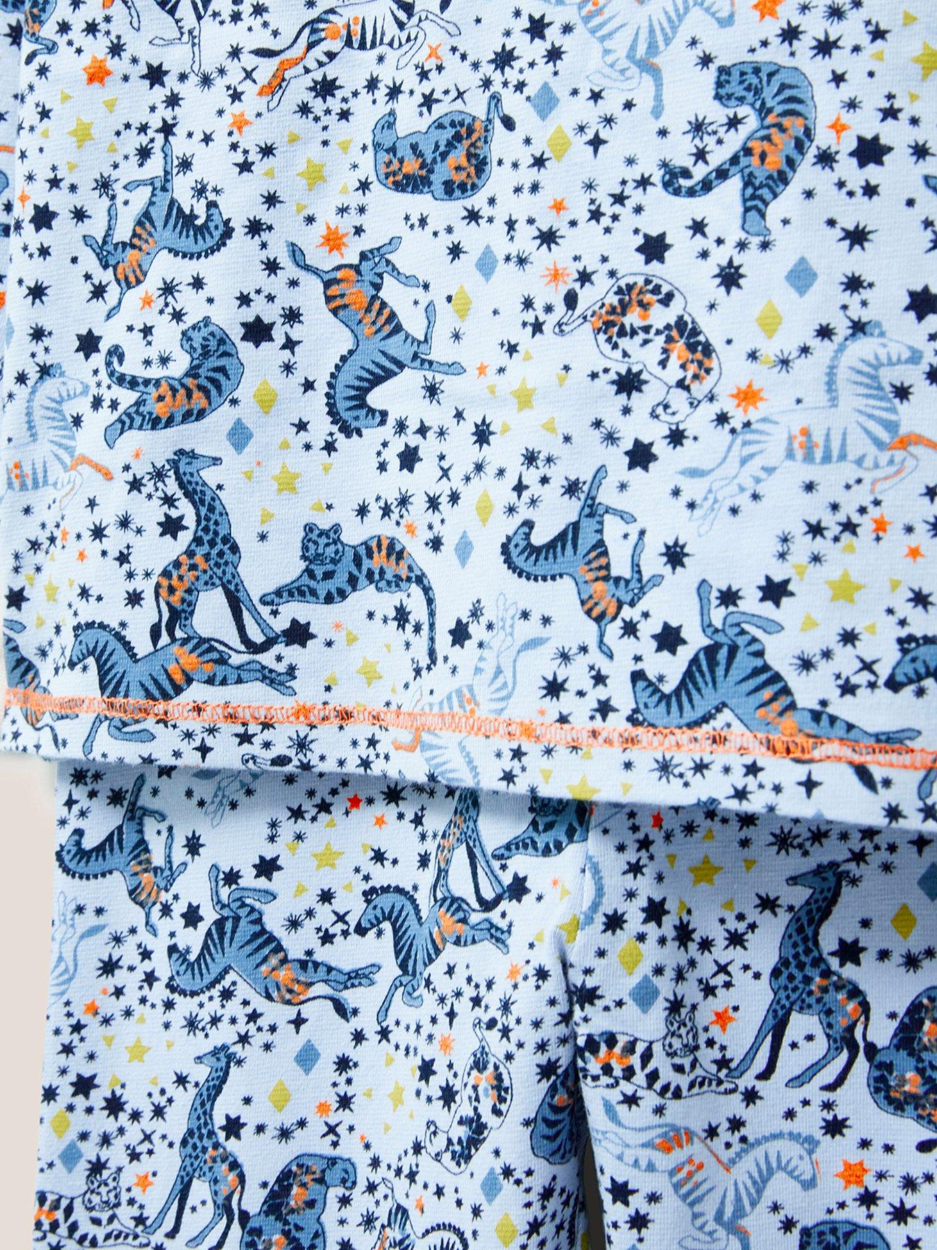 Girls Jungle Jigsaw Printed Pyjama Set Grey