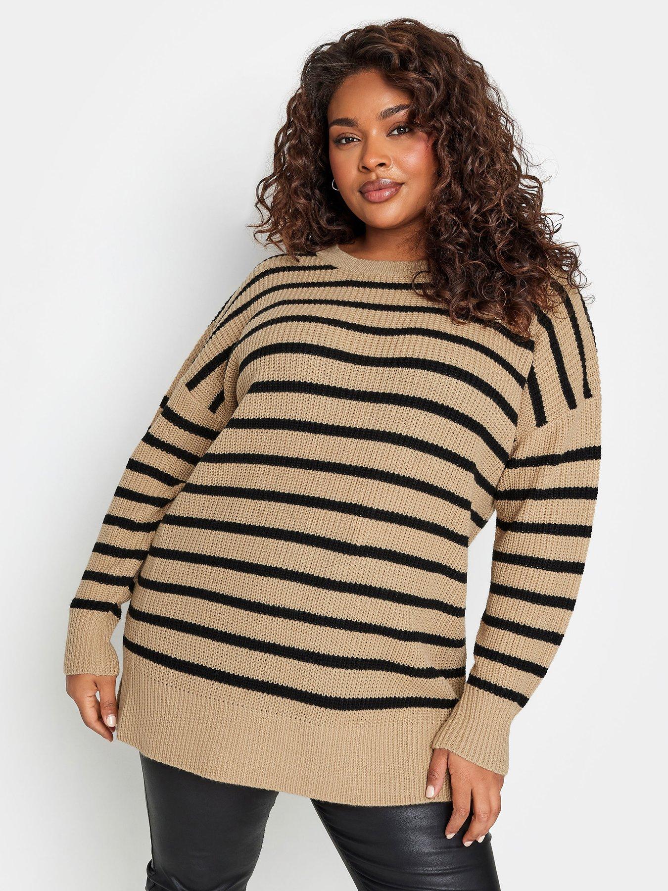 Image 1 of 4 of Yours Drop Shoulder Narrow Stripe Brown