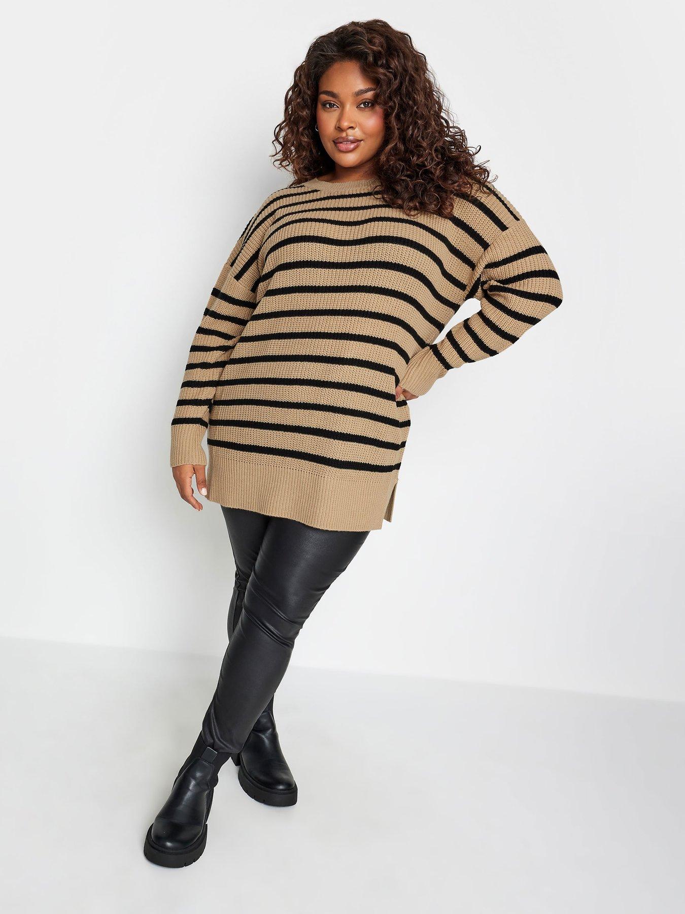 Image 3 of 4 of Yours Drop Shoulder Narrow Stripe Brown