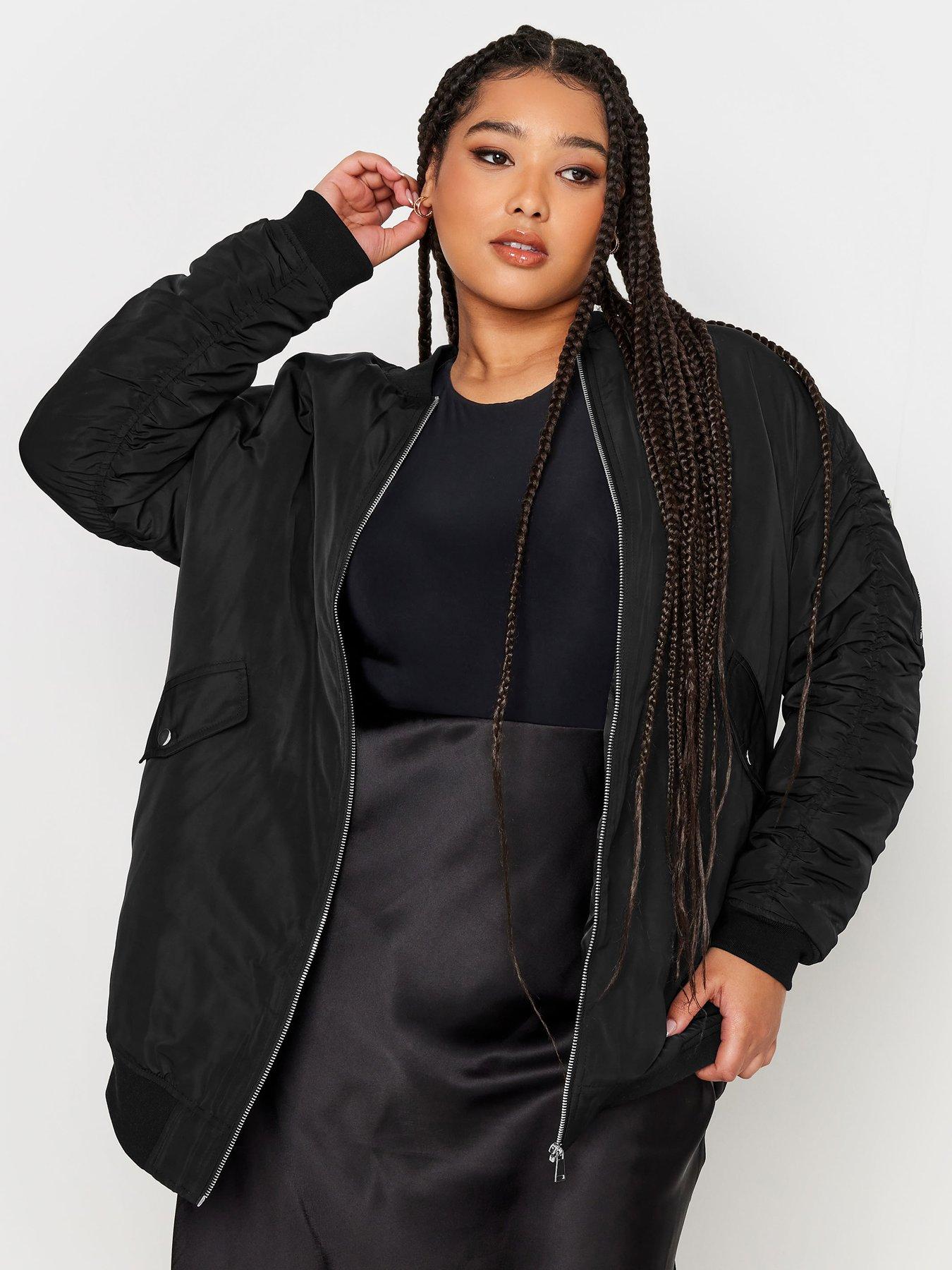 Longline black best sale jacket plus size