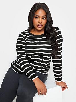 yours ls core basic t-shirt stripe 3x1 black mono