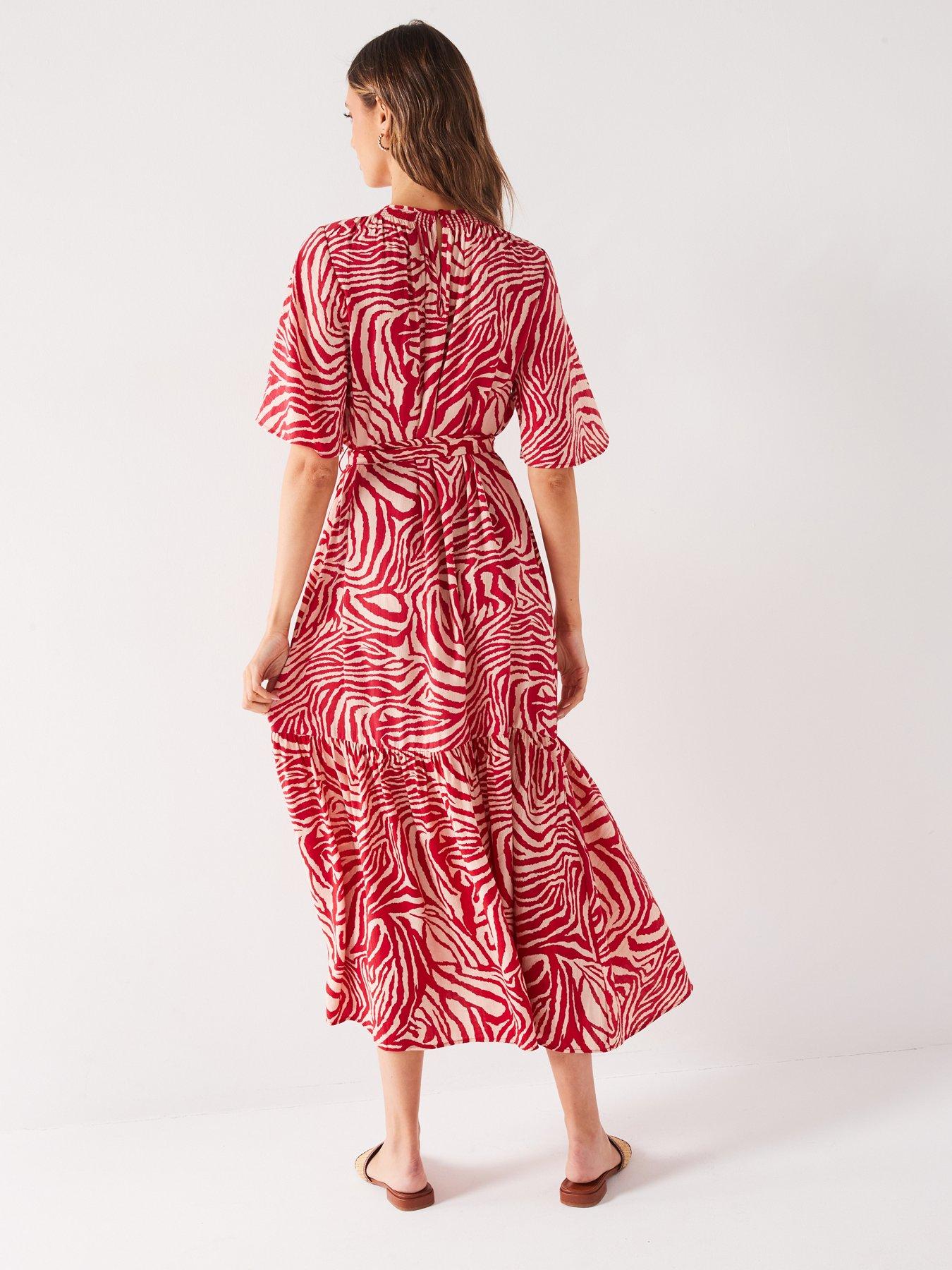 V by Very Ss Crew Neck Tired Textured Print Midaxi Dress | Very.co.uk