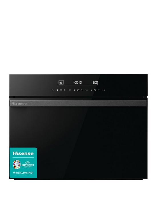 front image of hisense-hi6-blackline-bim45342adbguk-built-in-multifunctional-compact-electric-single-oven-with-microwave-jet-black