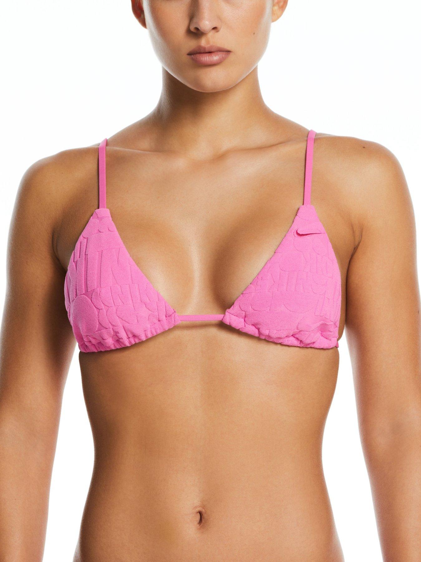 Nike Women's Retro Flow Icon Terry Bikini Top-Pink, Pink, Size M, Women