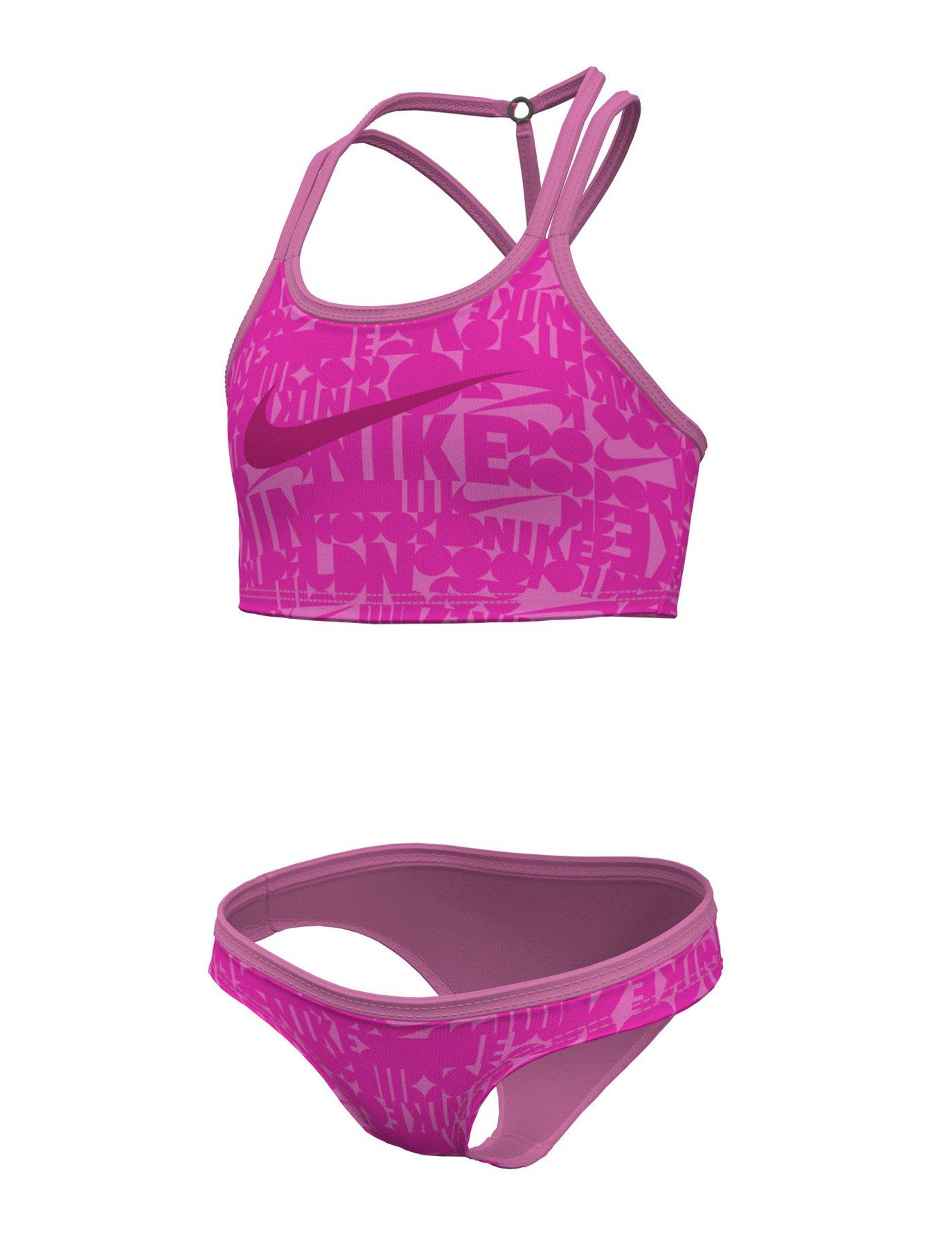 Nike Retro Flow Girl's T-crossback Midkini Set-pink | Very.co.uk