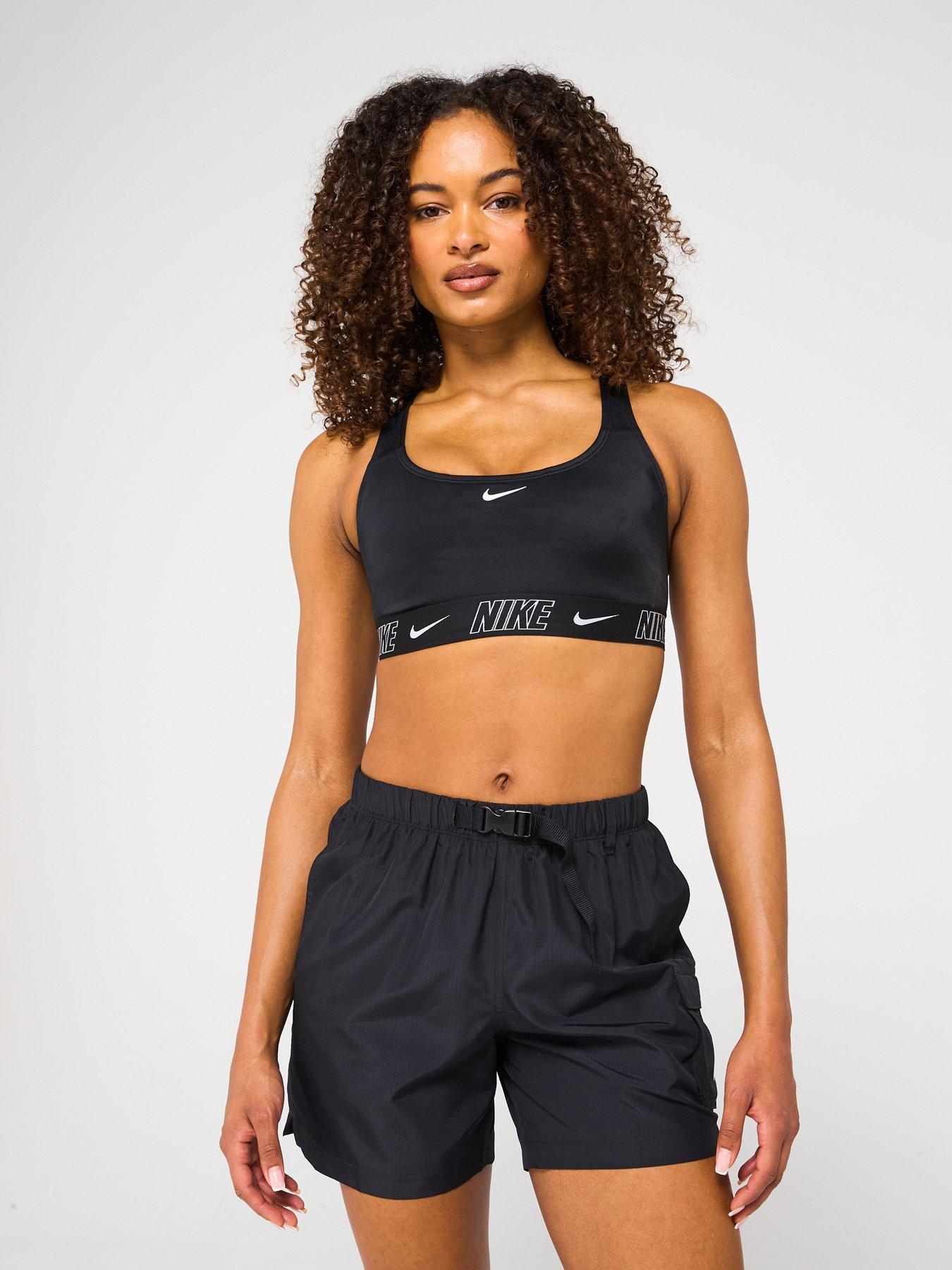 undefined Women's Fusion Logo Tape Fitness Racerback Bikini Top-Black