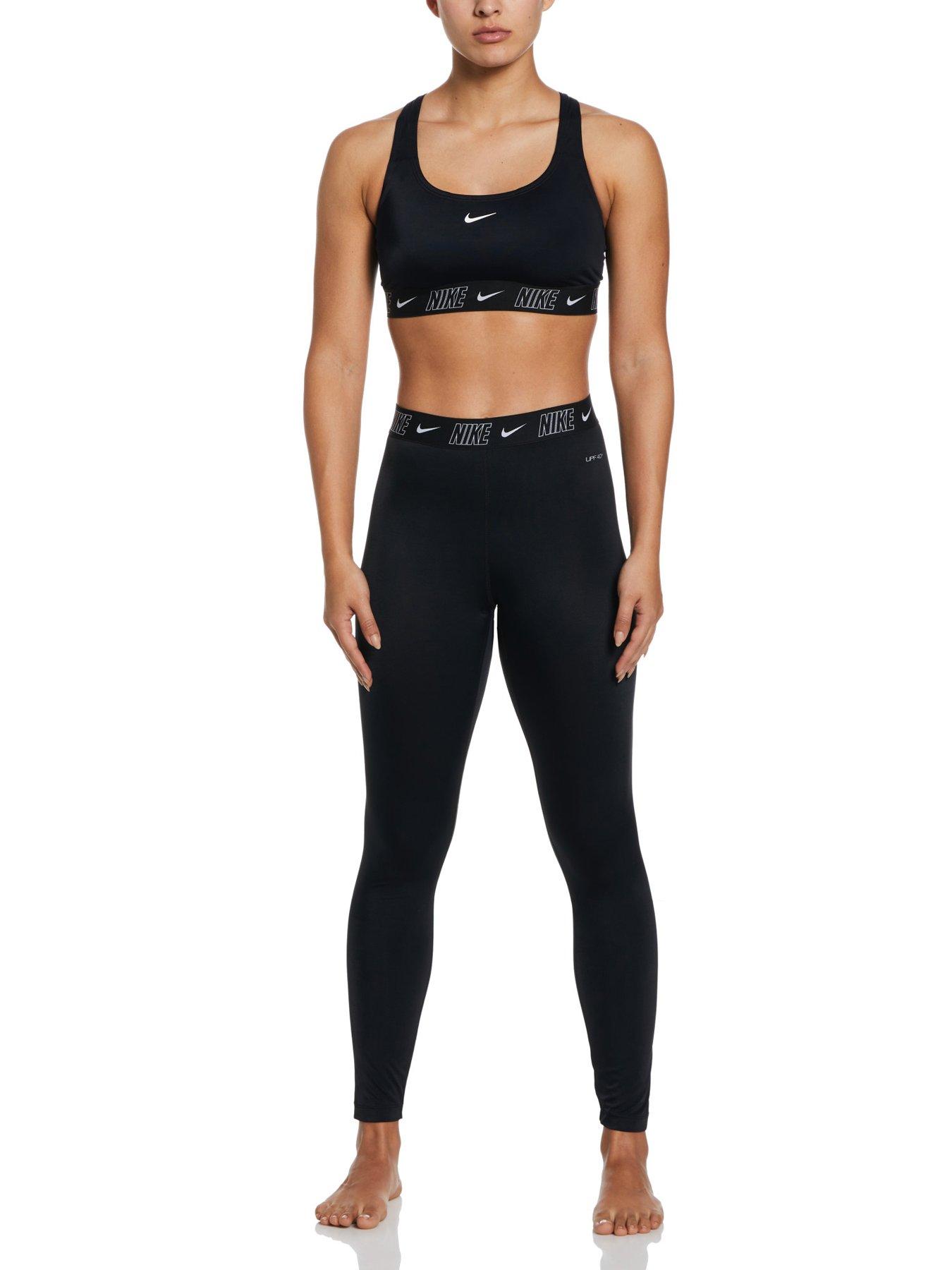 Nike Women's Fusion Logo Tape Fitness High Waist Legging-black 