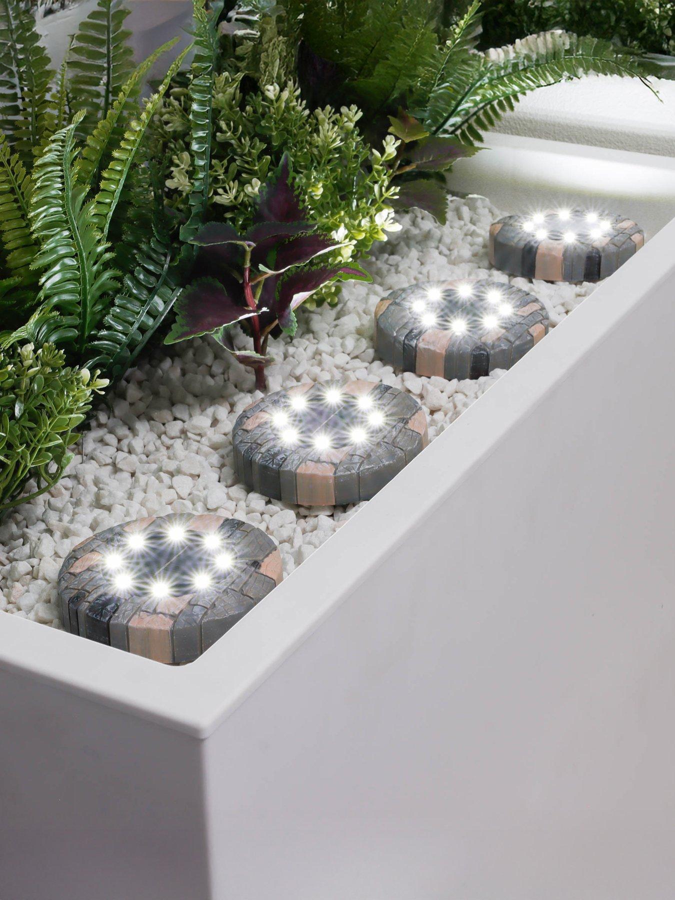 Product photograph of Streetwize Solar Stone Effect Deck Light Pack Of 4 from very.co.uk