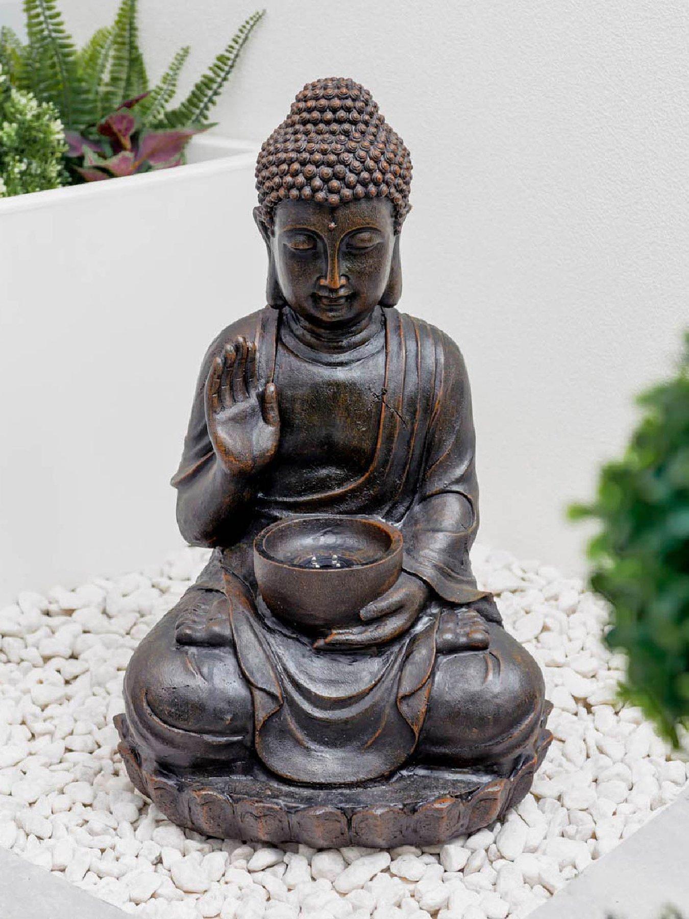 Product photograph of Streetwize Solar Water Feature - Meditating Buddha With Bowl from very.co.uk