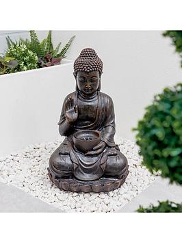 Product photograph of Streetwize Solar Water Feature - Meditating Buddha With Bowl from very.co.uk