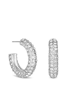 lipsy silver crystal chubby hoop earrings