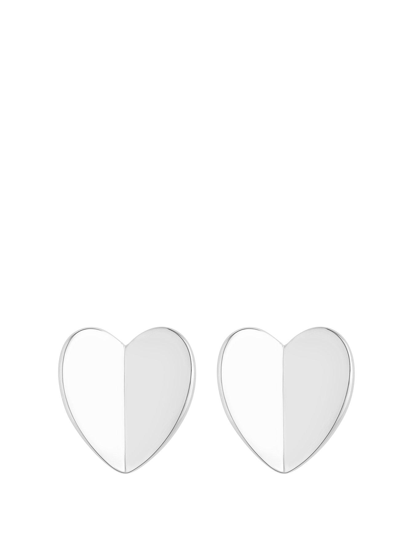 Product photograph of Simply Silver Sterling Silver 925 Heart Stud Earrings from very.co.uk