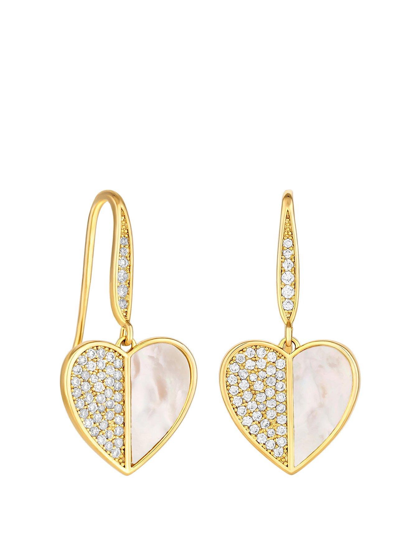 Product photograph of Jon Richard Gold Plated Cubic Zirconia And Mother Of Pearl Drop Earrings from very.co.uk
