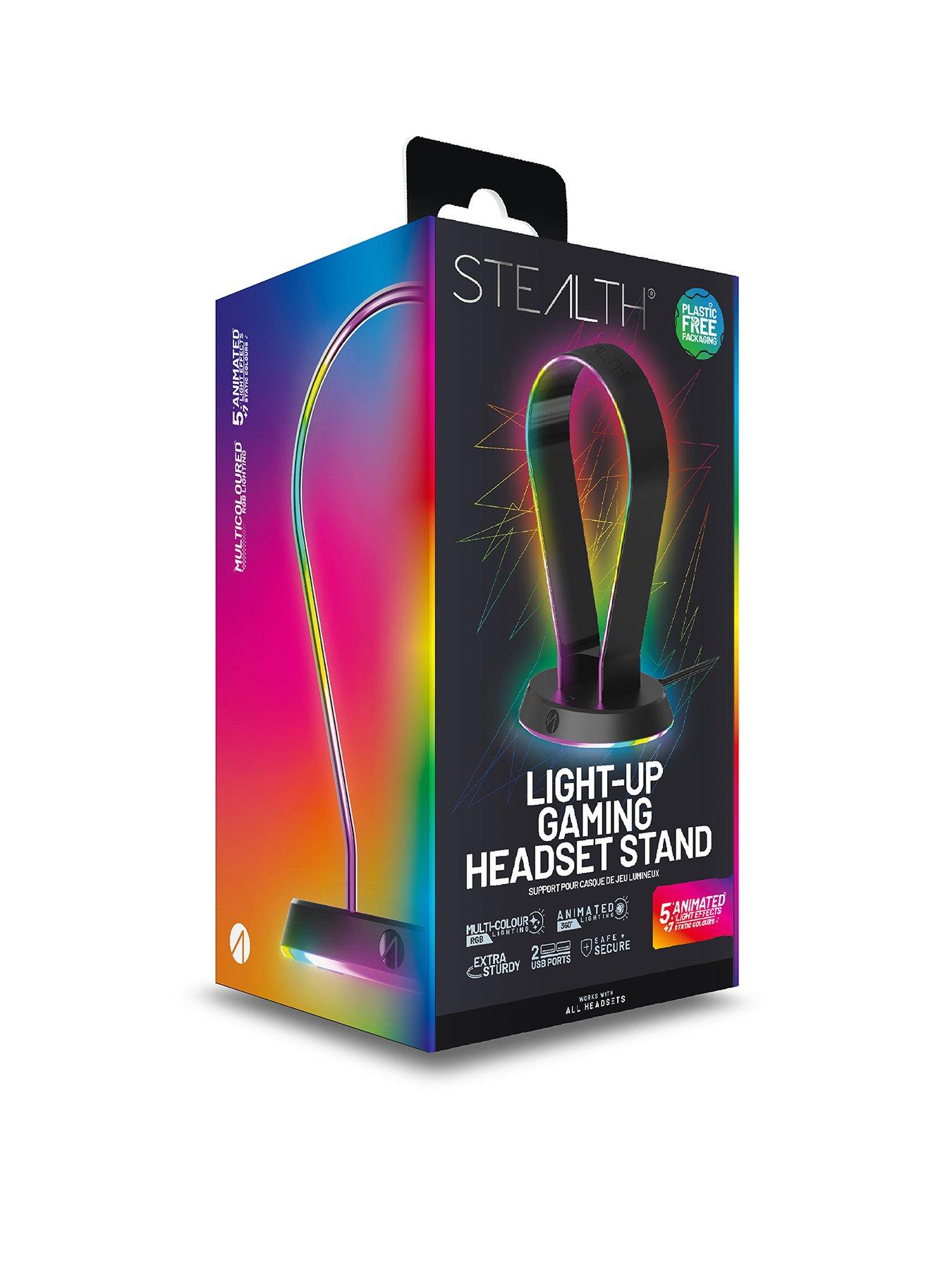 Image 2 of 7 of Stealth LED Light Up Gaming Headset Stand with 2x USB ports