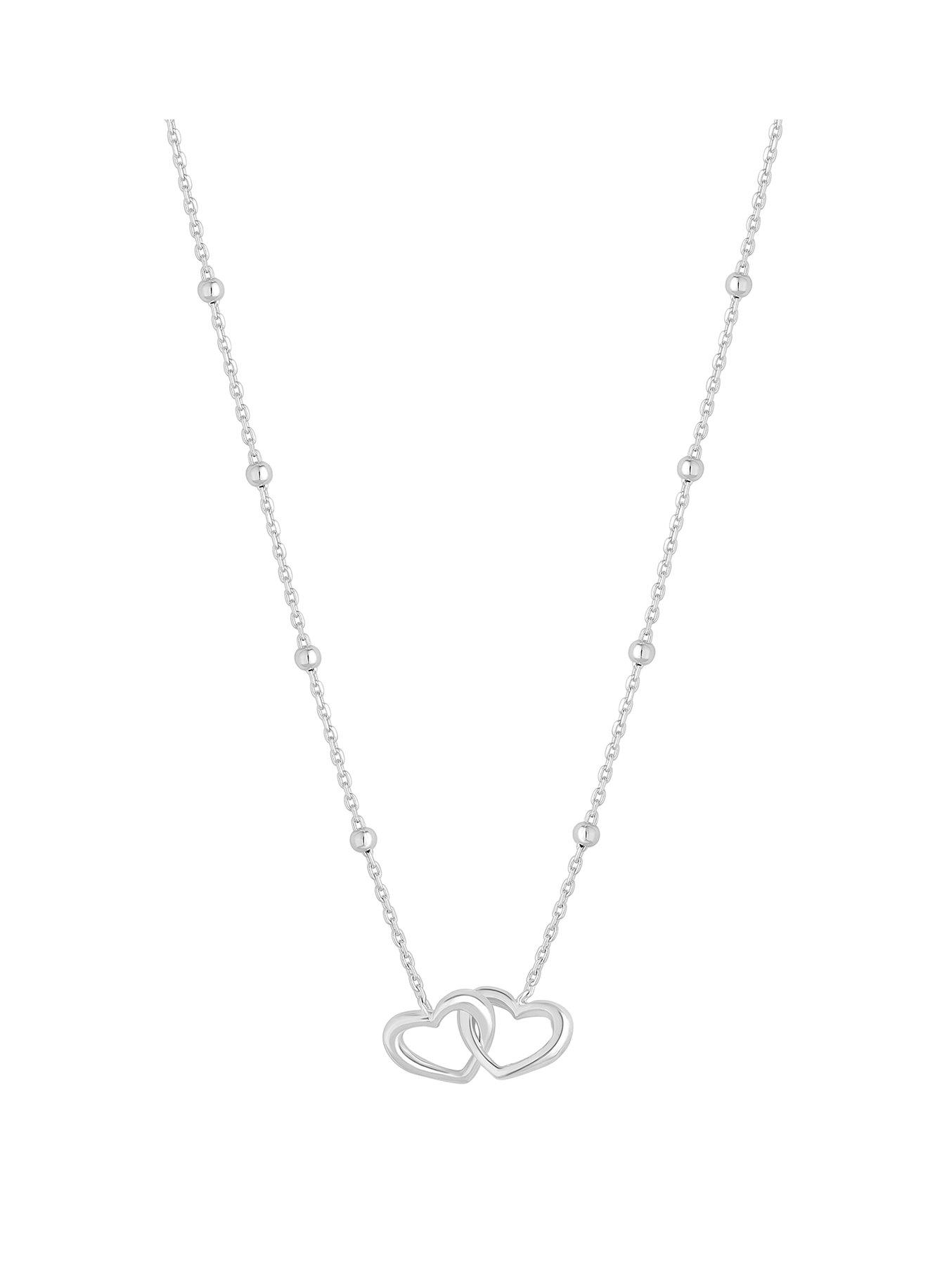 Product photograph of Simply Silver Sterling Silver 925 Interlink Heart Necklace from very.co.uk