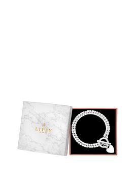 lipsy silver cupchain heart t bar bracelet - gift boxed