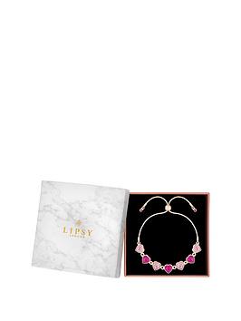 lipsy rose gold pink heart bracelet - gift boxed